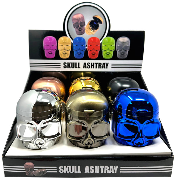 Ashtray Skull LED Butt Bucket Assorted Metal Colors 6ct Box GS30513