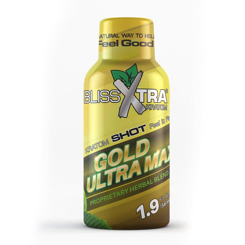 Bliss XTRA Gold Ultra Max 1.9oz Kratom Shot 12ct Box - Premium  from H&S WHOLESALE - Just $45! Shop now at H&S WHOLESALE