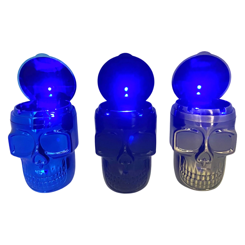 Ashtray Skull LED Butt Bucket Assorted Metal Colors 6ct Box GS30513