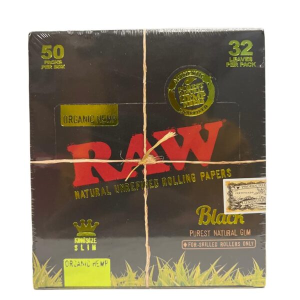 Raw Paper King Size Slim Black Organic Hemp 50ct - Premium  from H&S WHOLESALE - Just $40! Shop now at H&S WHOLESALE