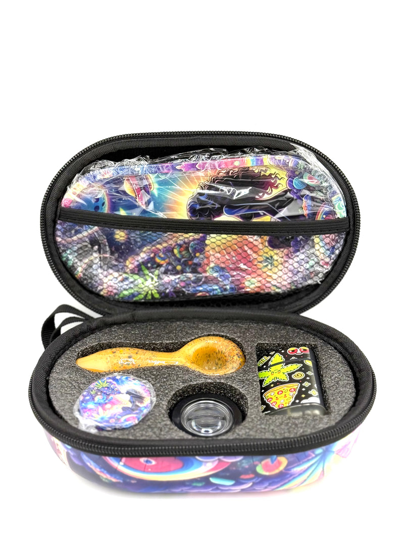 Glass Pipe + Lighter Smoking Set 6pc (Oval EVA Bag) 1ct Bag - Premium  from H&S WHOLESALE - Just $13.50! Shop now at Y&M WHOLESALE