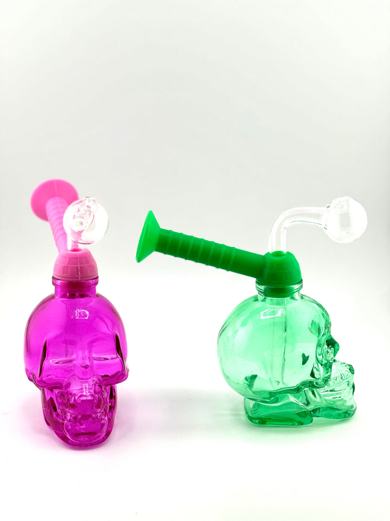 Skull Head With Silicone Mouth Piece Oil Burner Water Pipe 1ct Mix Colors