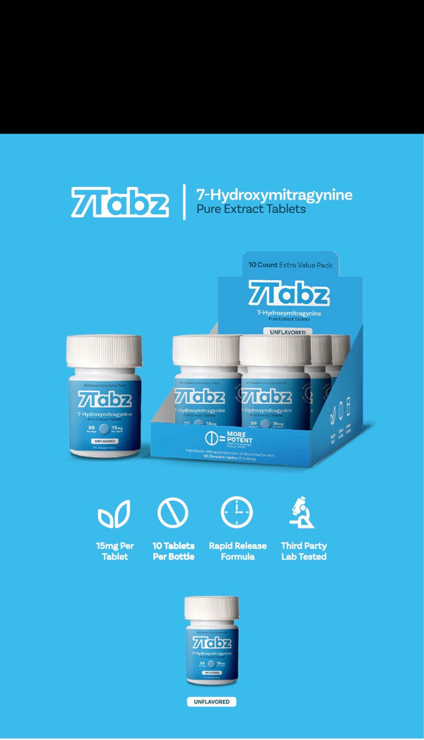 7Tabz 7-Hydroxymitragynine Supplement 10ct Bottle 15mg 6ct Box Unflavored - Premium  from H&S WHOLESALE - Just $145! Shop now at H&S WHOLESALE