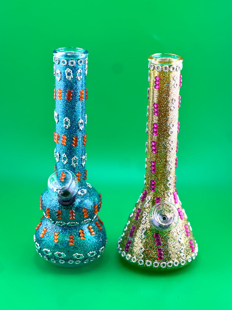 IDGAF Glizy Glitter Water Pipe Jaipura Jar - Premium  from H&S WHOLESALE - Just $75! Shop now at H&S WHOLESALE