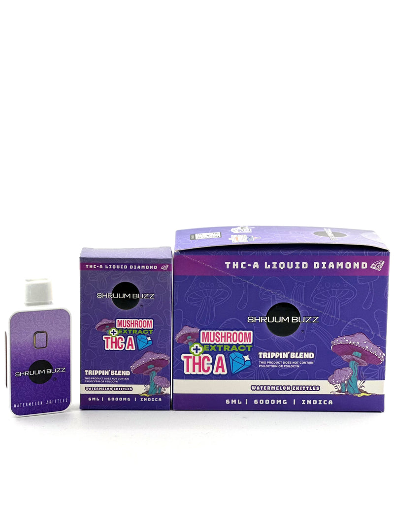 Shruum Buzz 6g Mushroom Extract+THC-A Liquid Diamond 6000mg Trippin’ Blend 1ct Disposable Vape - Premium  from H&S WHOLESALE - Just $17! Shop now at H&S WHOLESALE