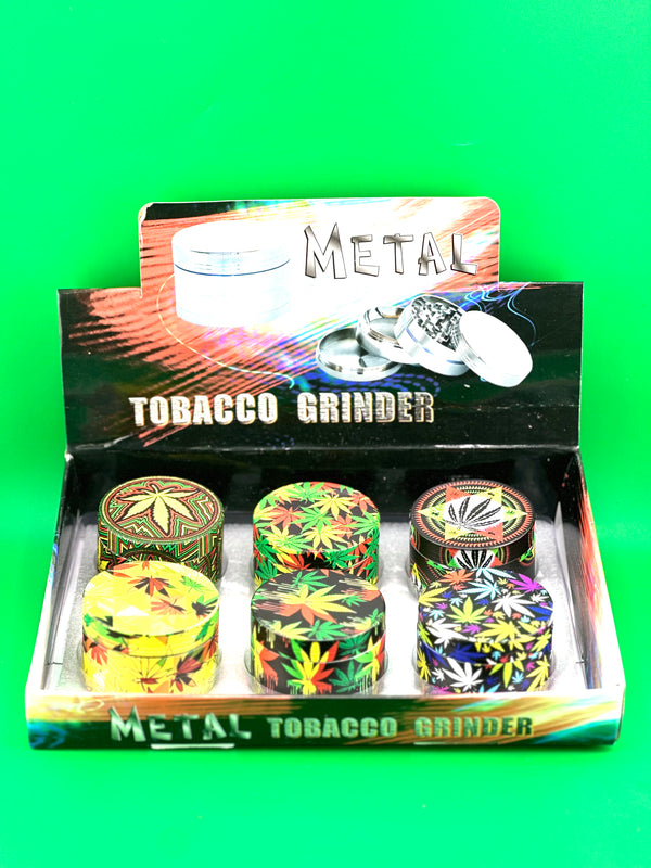 Antique Metal tobacco Pipe 4pc Grinder 6ct box 420 Rasta Leaf #52-9