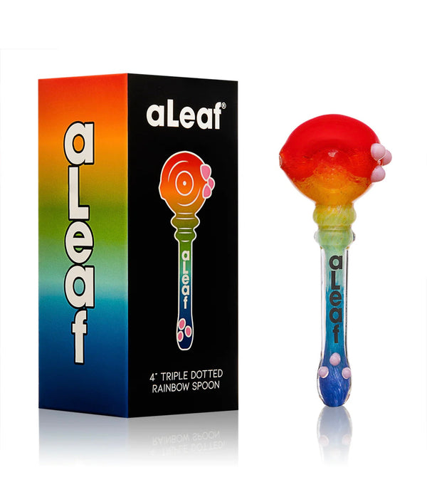 ALeaf® 4’’ Triple Dotted Rainbow Spoon Hand Glass Pipe  1ct #ALHP5035 - Premium  from H&S WHOLESALE - Just $16! Shop now at H&S WHOLESALE