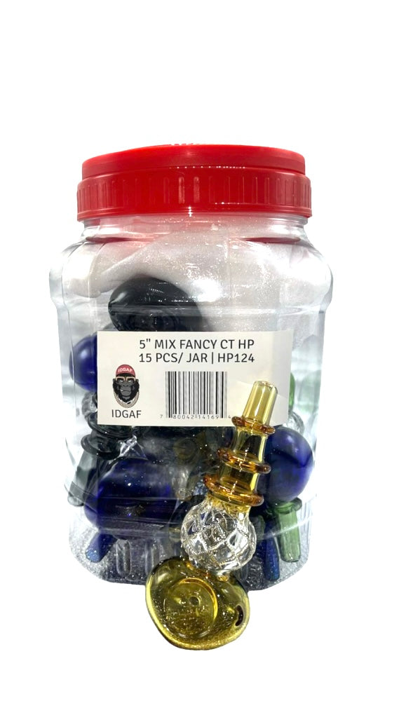 IDGAF 5’’ Mix Fancy Heavy Hand Pipe 15ct Jar #HP111 - Premium  from H&S WHOLESALE - Just $112.50! Shop now at H&S WHOLESALE