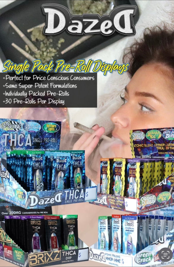 Dazed 1pk Mixed Dispenser Preroll 30ct Display - Premium  from H&S WHOLESALE - Just $60! Shop now at H&S WHOLESALE