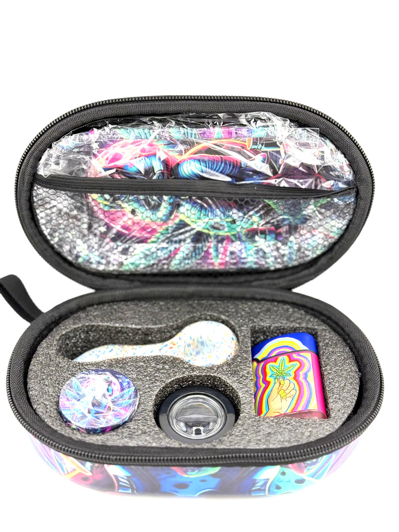 Glass Pipe + Lighter Smoking Set 6pc (Oval EVA Bag) 1ct Bag - Premium  from H&S WHOLESALE - Just $13.50! Shop now at Y&M WHOLESALE