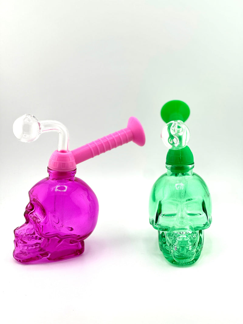 Skull Head With Silicone Mouth Piece Oil Burner Water Pipe 1ct Mix Colors