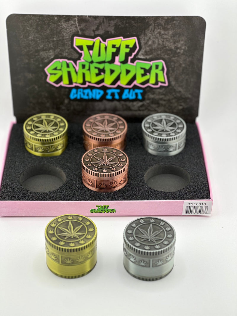 Tuff Shredder Tobacco Grinder 420 Leaf 3pc Assorted Colors 6ct Display