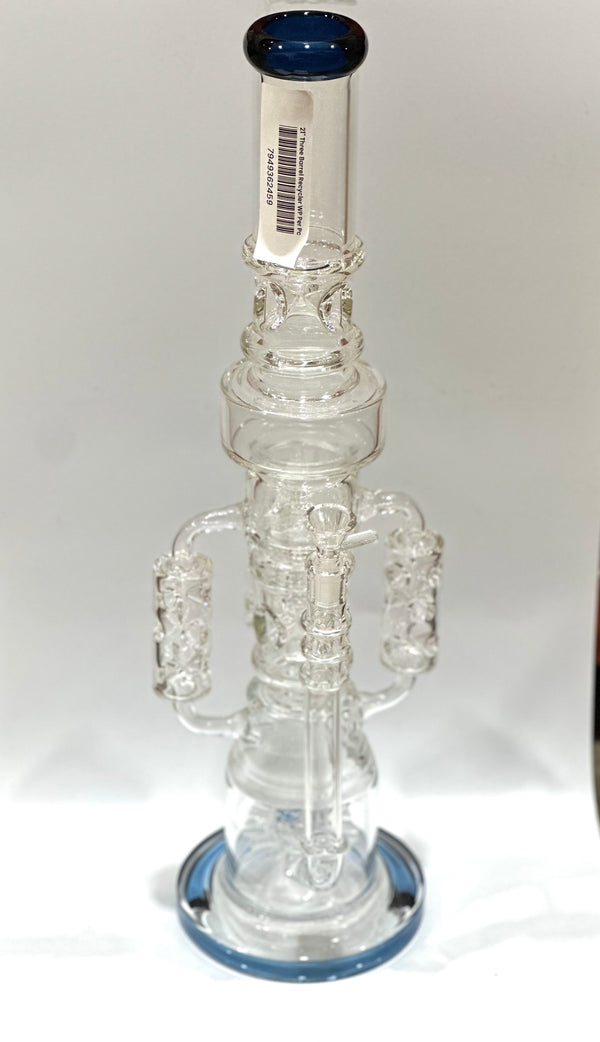 21’’ Three Barrel Recycler Water Pipe 1ct Blue - Premium  from H&S WHOLESALE - Just $68! Shop now at H&S WHOLESALE