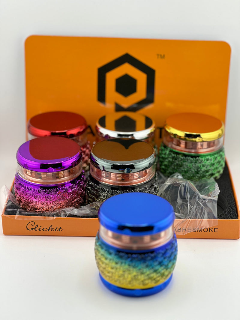 Clickit Palpitate Drum Shaped 63mm 4pc Tobacco Grinder 6ct Display