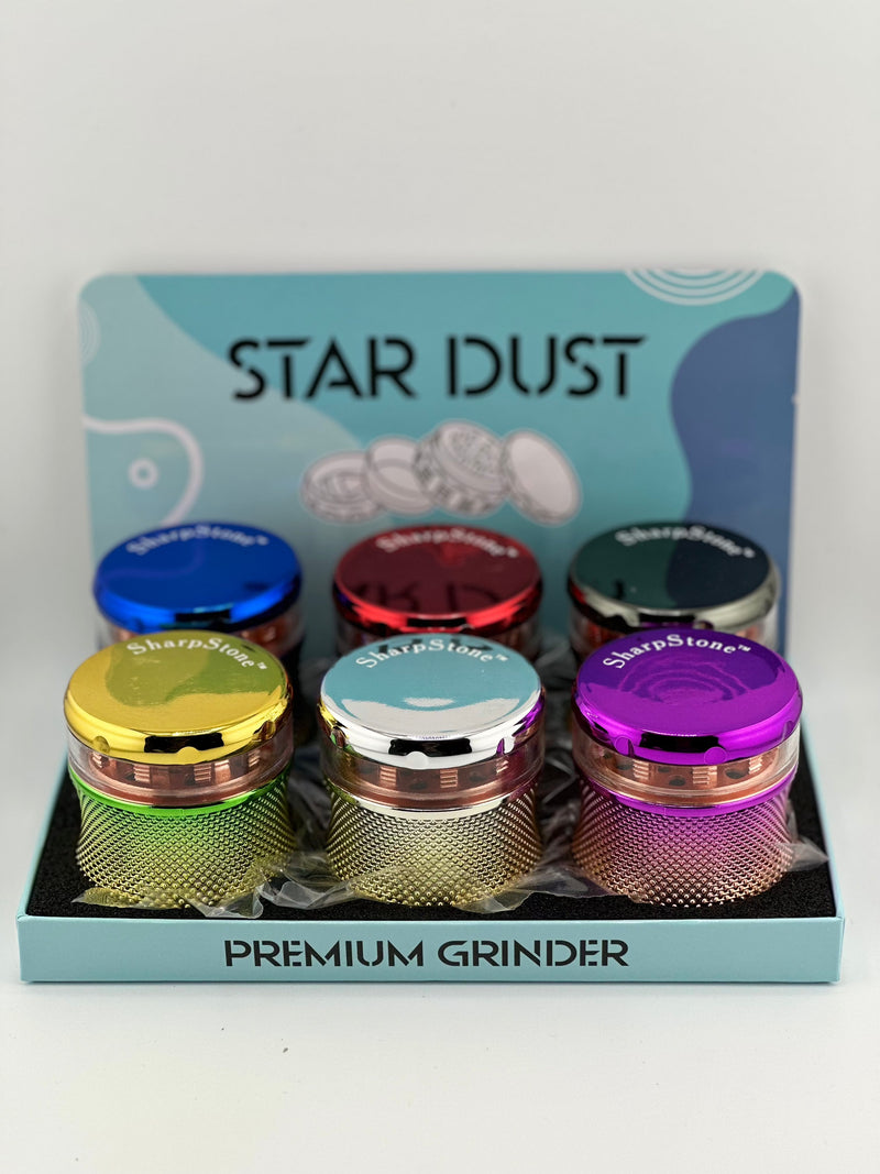 Star Dust Herb Grinder 63mm 4pc Gradient Assorted Colors 6ct Display