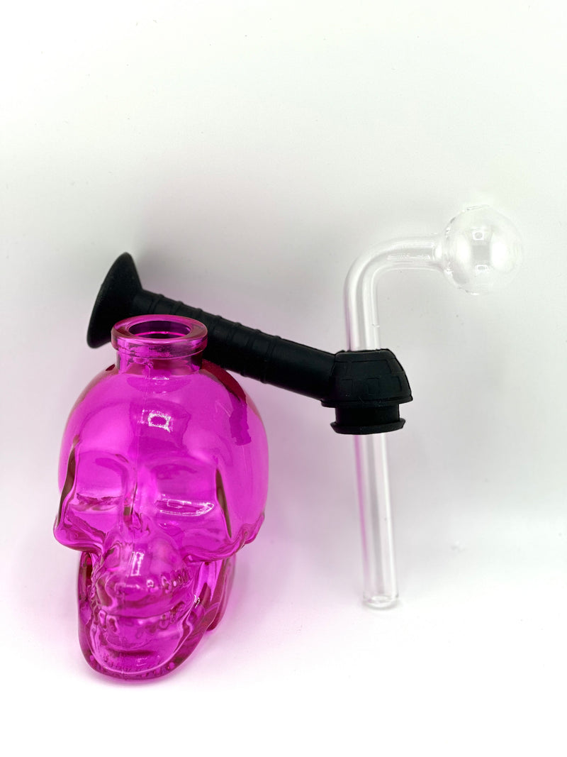 Skull Head With Silicone Mouth Piece Oil Burner Water Pipe 1ct Mix Colors