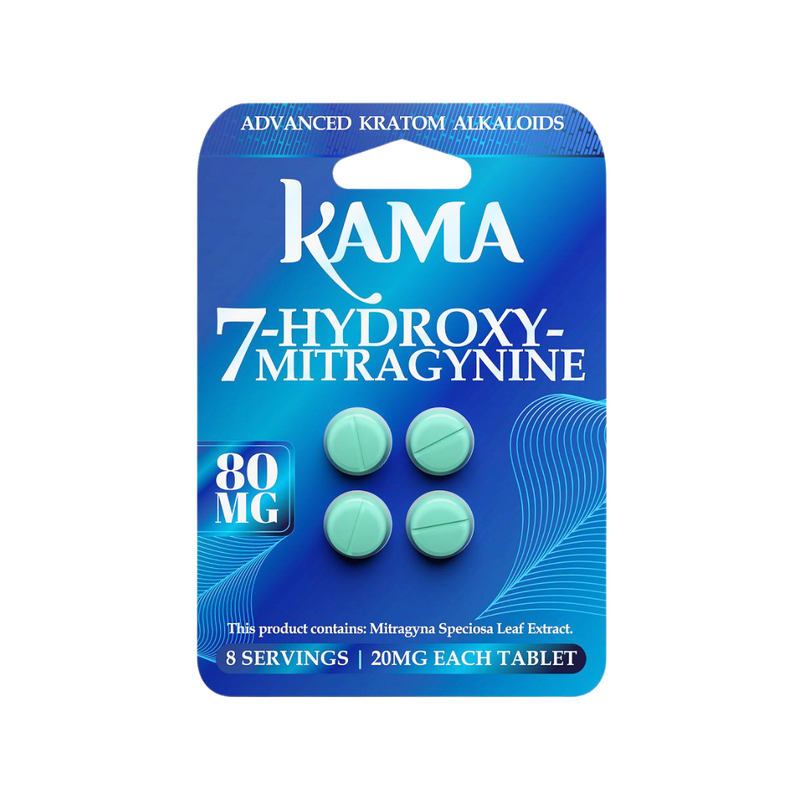 Kama Blue 7 Hydroxyymitragynine - 4ct Tablets 20mg 10ct Box - Premium  from H&S WHOLESALE - Just $110! Shop now at H&S WHOLESALE