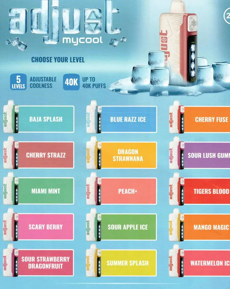 Adjust Mycool 40,000 Puffs 20ml 5 Level Adjustable coolness 5ct Disposable Vape - Premium  from H&S WHOLESALE - Just $40! Shop now at H&S WHOLESALE