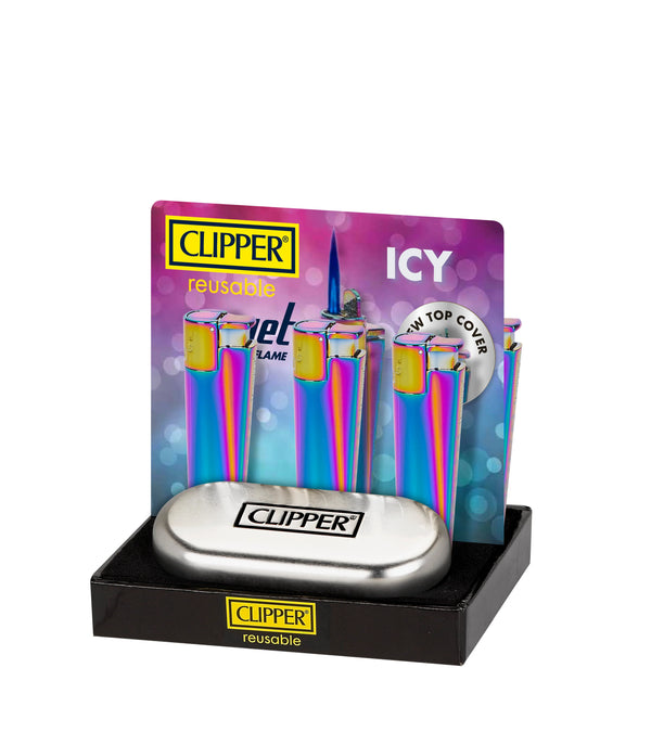 Clipper Metal Jet Flame Icy 12ct Display With Gift Box - Premium  from H&S WHOLESALE - Just $77.50! Shop now at H&S WHOLESALE