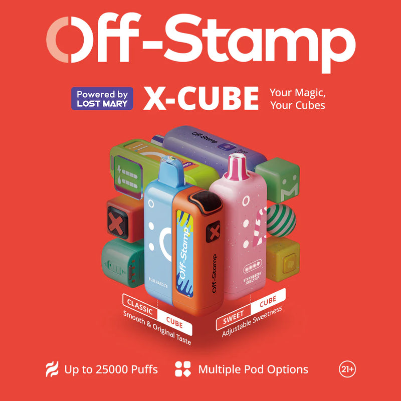 Off-Stamp X-Cube Disposable Kit 25,000 Puffs 50mg 18ml 5ct Box - Premium  from H&S WHOLESALE - Just $47.50! Shop now at H&S WHOLESALE