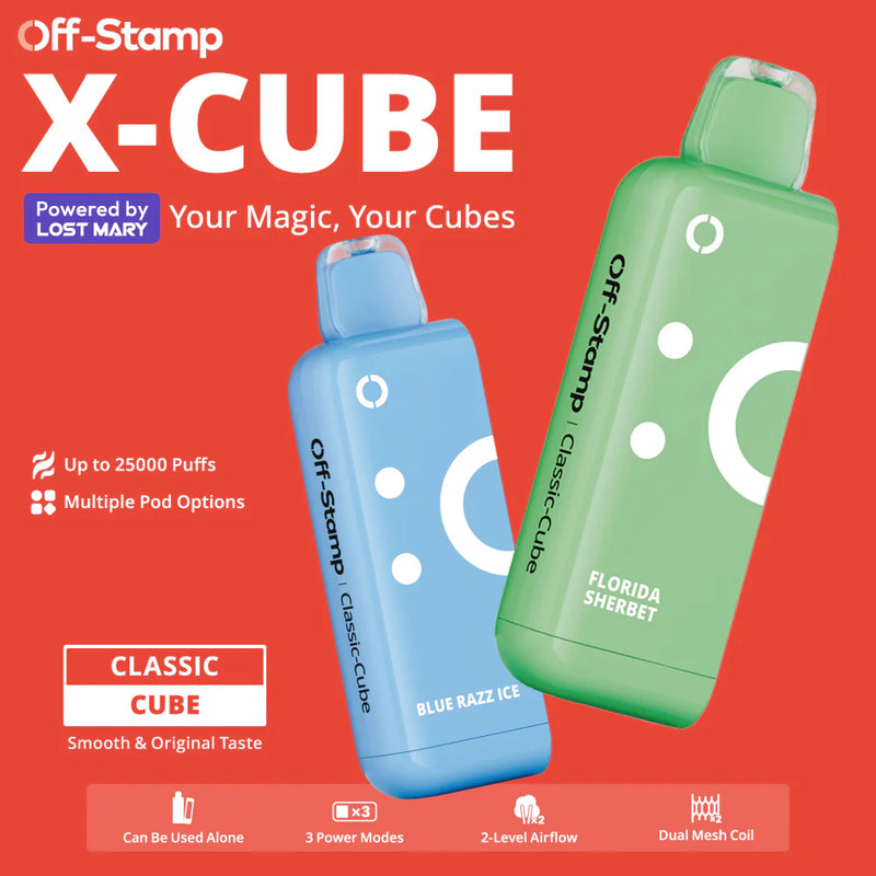 Off-Stamp X-Cube Classic Pods 25,000 Puffs 50mg 18ml 5ct Box - Premium  from H&S WHOLESALE - Just $37.50! Shop now at H&S WHOLESALE