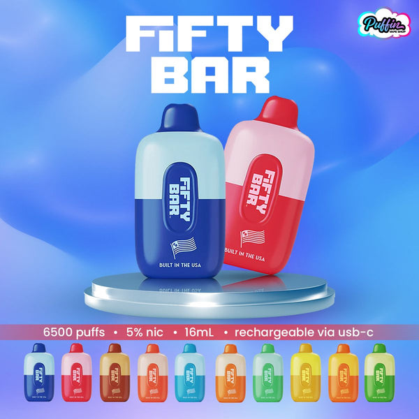 Fifty Bar 6500 Puffs 5% Nic 10ct Display Disposable Vape - Premium  from H&S WHOLESALE - Just $90! Shop now at H&S WHOLESALE