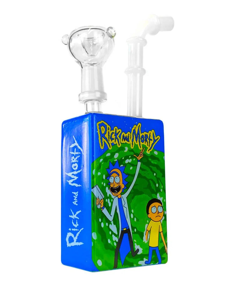 Juice Box Bong 8’’inc Glass Rick And Morty & Other design ￼1ct