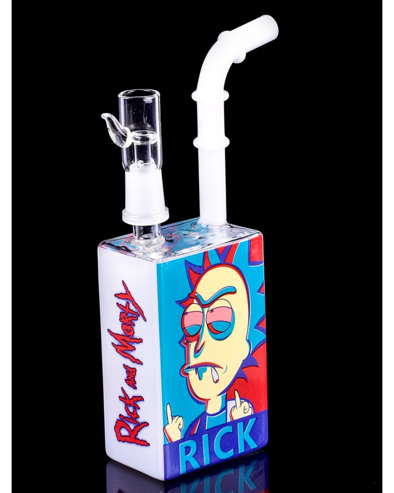 Juice Box Bong 8’’inc Glass Rick And Morty & Other design ￼1ct