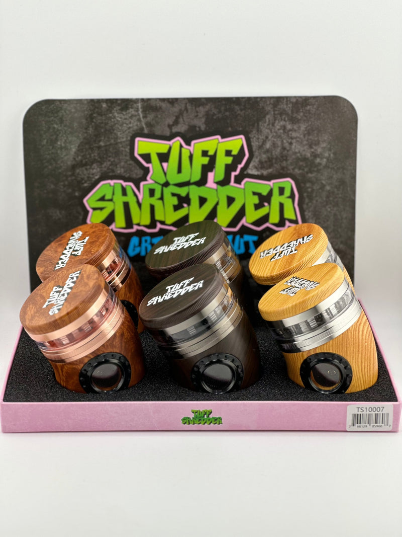 Tuff Shredder Curved Rudder Herb Grinder 4pc Layer Zinc Wood With LED Lights Wood