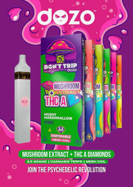 DOZO Don’t Trip 2.5g Mushroom Extract+THC-A Diamond Disposable Vape 1ct - Premium  from H&S WHOLESALE - Just $16! Shop now at H&S WHOLESALE