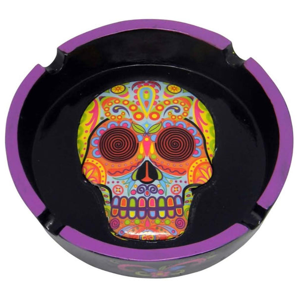 Multi Colored Day Of The Dead Ashtray 1ct #2164 - Premium  from H&S WHOLESALE - Just $7.99! Shop now at H&S WHOLESALE