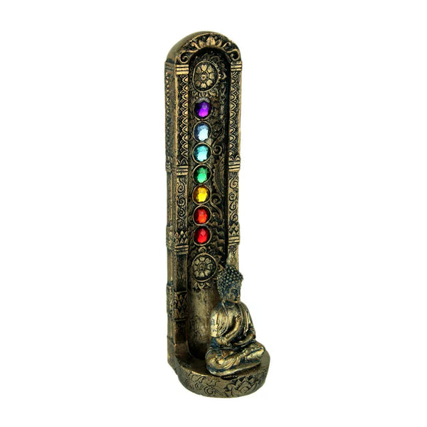 standing Buddha Chakra Stone Incense burner with 7 Chakra Color Stones Holder 1ct #2837 - Premium  from H&S WHOLESALE - Just $8.99! Shop now at H&S WHOLESALE