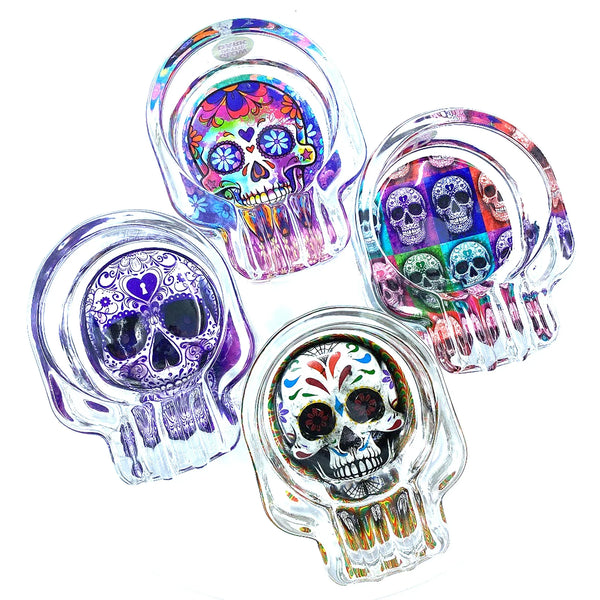 Ashtray Glass Skull shape 6ct Display ￼￼ - Premium  from H&S WHOLESALE - Just $16! Shop now at H&S WHOLESALE