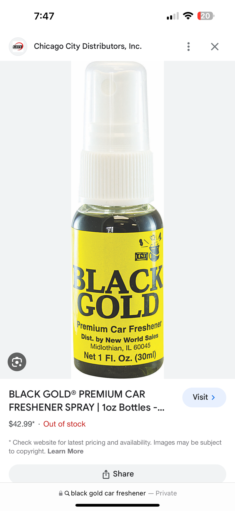 Black Gold Car Airfresher Spray 24ct - Premium  from H&S WHOLESALE - Just $90! Shop now at H&S WHOLESALE