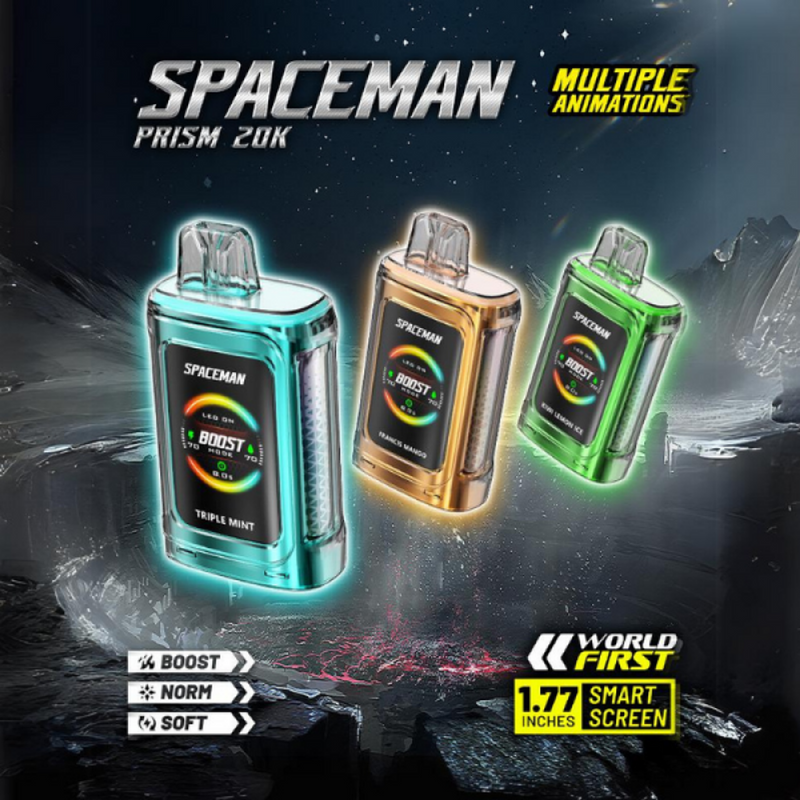 SpaceMan Prism Up To 20.000 Puffs 18ml 5% Nic World First Smart Touch Screen 5ct Display Disposable Vape - Premium  from H&S WHOLESALE - Just $45! Shop now at H&S WHOLESALE