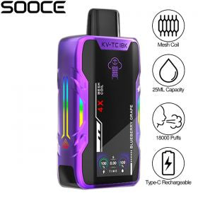 Sooce KV-TC18,000 Puffs 5ct Disposable Vape - Premium  from H&S WHOLESALE - Just $42.50! Shop now at H&S WHOLESALE