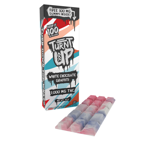 Turnt Up Keep It 100 1000mg THC D9+D8 White Chocolate Graffiti Bar 10ct Box - Premium  from H&S WHOLESALE - Just $60! Shop now at H&S WHOLESALE