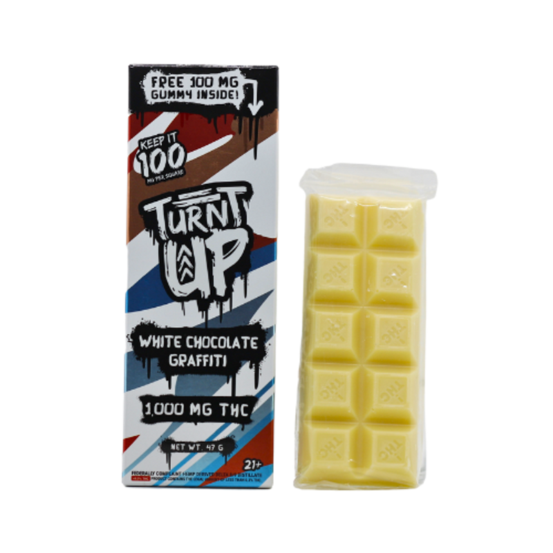 Turnt Up Keep It 100 1000mg THC D9+D8 White Chocolate Graffiti Bar 10ct Box - Premium  from H&S WHOLESALE - Just $60! Shop now at H&S WHOLESALE