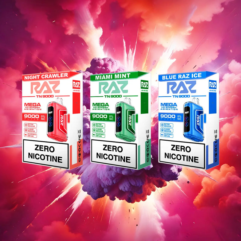 RAZ TN9000 Puffs Zero Nicotine 12ml 0mg 5ct Disposable - Premium  from H&S WHOLESALE - Just $42.50! Shop now at H&S WHOLESALE