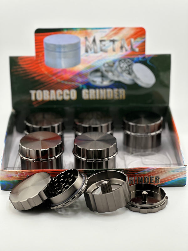 Metal Gunmetal Grip Design Extra Storage 4pc Zinc Grinder 6ct Display #70158 - Premium  from H&S WHOLESALE - Just $48.00! Shop now at H&S WHOLESALE