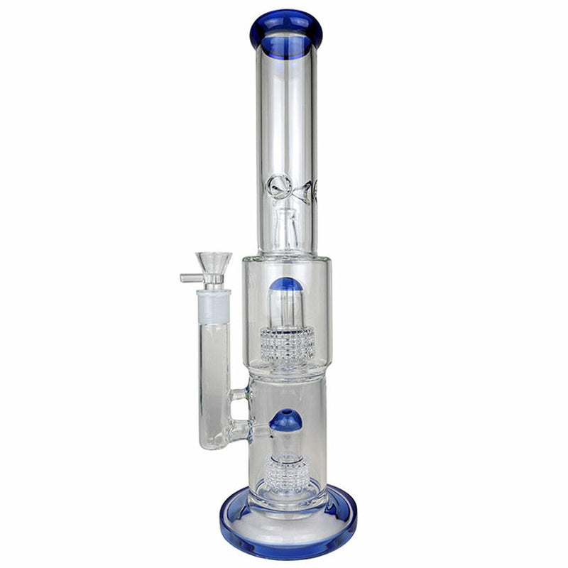 16" Color Trim Double Matrix Perc Big Rig Water Pipe - with 18M Bowl - Premium  from H&S WHOLESALE - Just $40.00! Shop now at H&S WHOLESALE