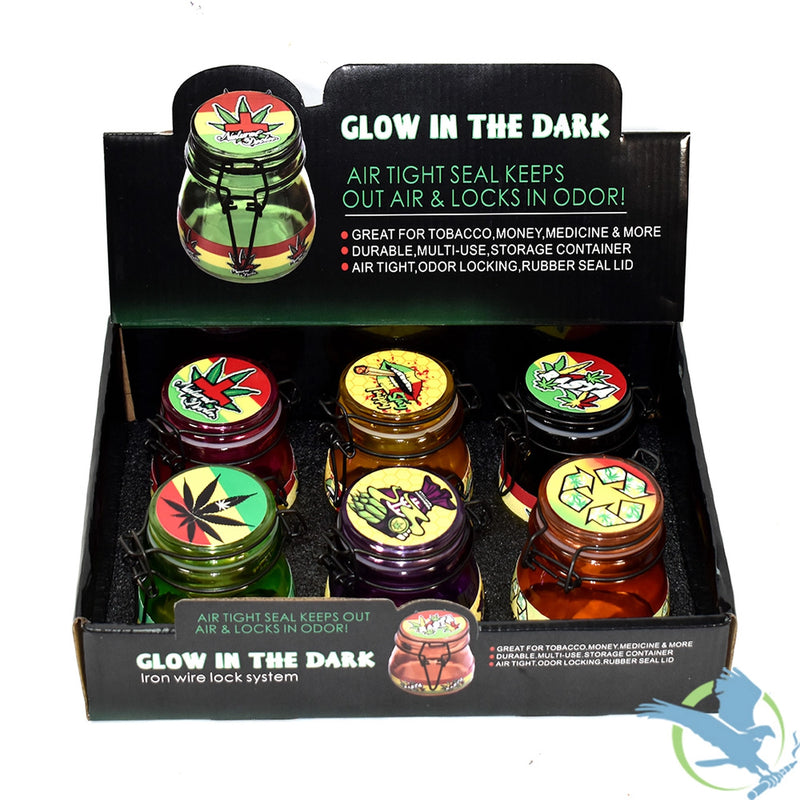 Dank Tank Airtight Glass Storage Jars Glow at Dark 6ct box